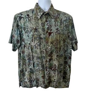 Mad Gringo Southwest Hieroglyphic Print Mens Shirt Button Down Coastal Grandpa